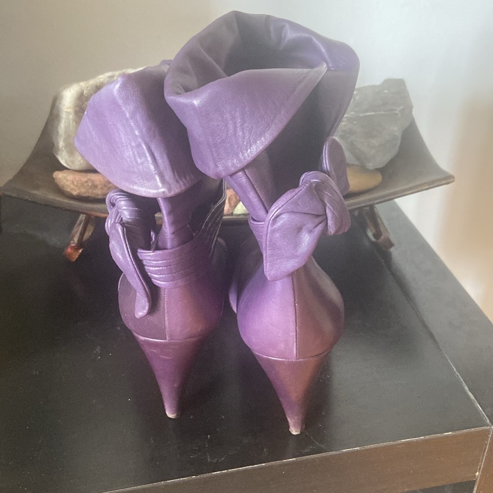 RARE vintage Alberto D. Molina ankle boots, violet purple buttery leather - Picture 8 of 13